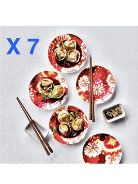 New! Crate&Barrel Fortune Garden Stoneware Appetizer Plate x 7pc @chaosultd333